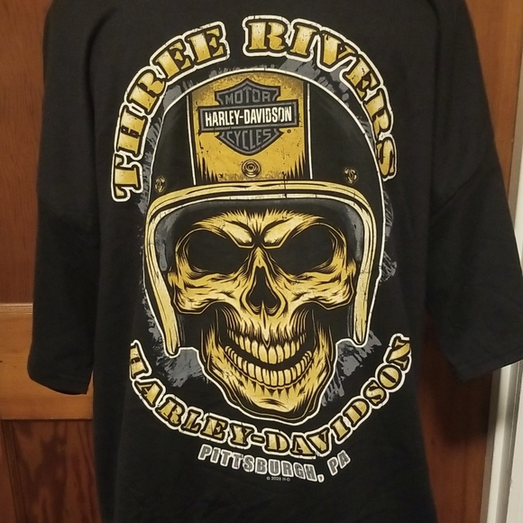 Harley Davidson Three Rivers Tee Shirt with Death Rider on front, size x-Large - Picture 2 of 7
